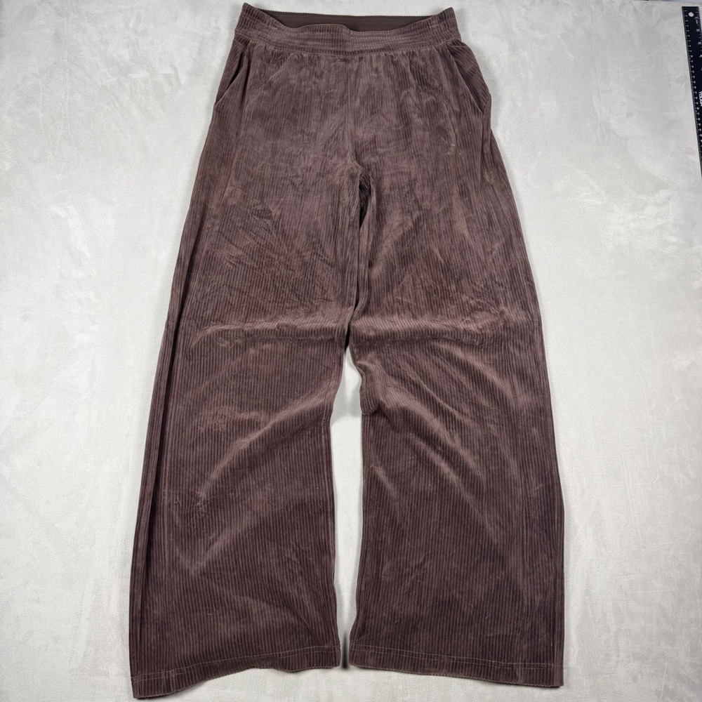 Y2K Womens Lululemon Corduroy Wide Leg Lounge Pants Brown XL